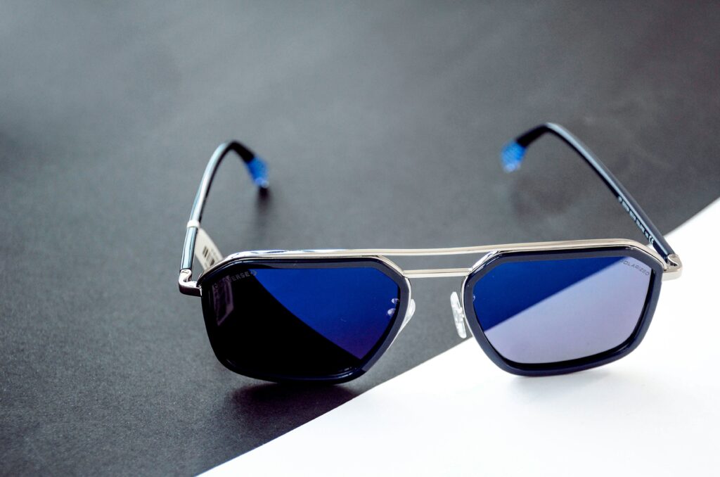 sunglasses half blue and black